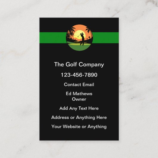 Golf Theme Modern Vertical Business Cards 名刺 (正面)