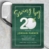 Golf Theme Swing By 20th Birthday Stylish Green 招待状