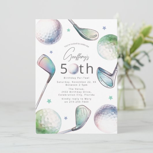 Golf Themed 50th Birthday Par-tee 招待状 (スタンド正面)