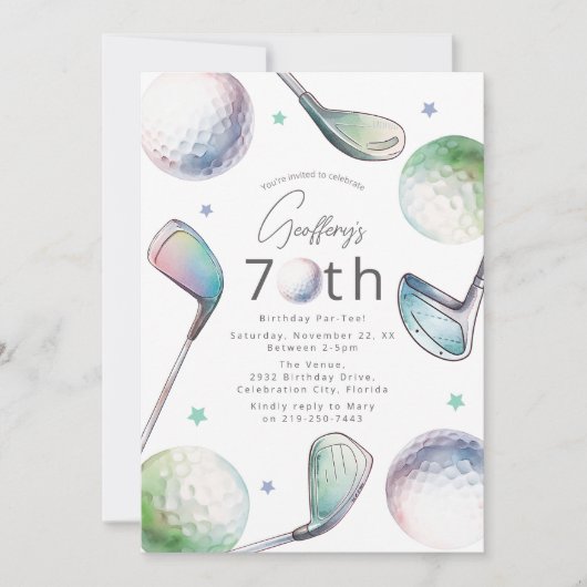 Golf Themed 70th Birthday Par-tee 招待状 (正面)