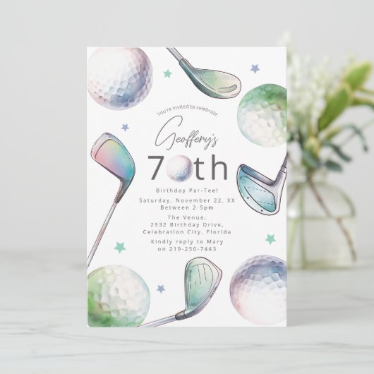 Golf Themed 70th Birthday Par-tee 招待状 (スタンド正面)
