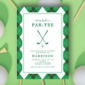 Golf Themed Birthday Party Modern Preppy Green 招待状