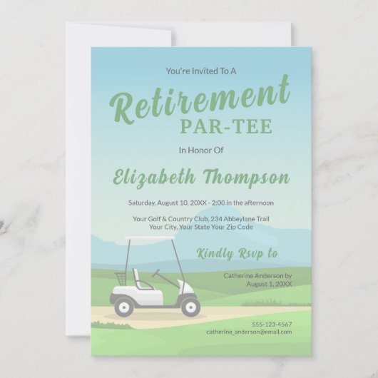 Golf Themed Green Retirement Party Invitation 招待状 (正面)