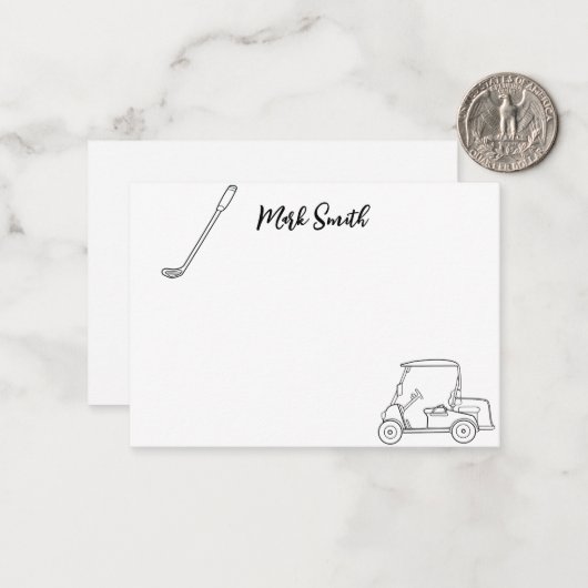 Golf themed with Name for golfer  Note Card ノートカード (正面/裏面インサイチュ)
