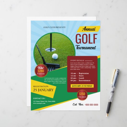 Golf Tournament Flyer Template (正面/裏面インサイチュ)