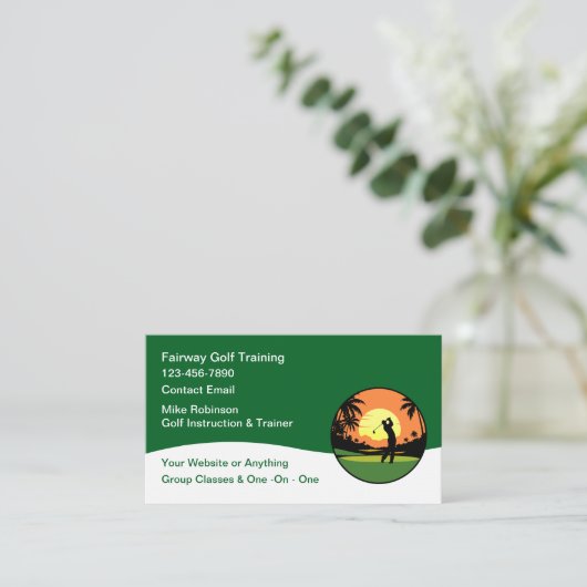 Golf Trainer And Classes Modern Business Cards 名刺 (スタンド正面)