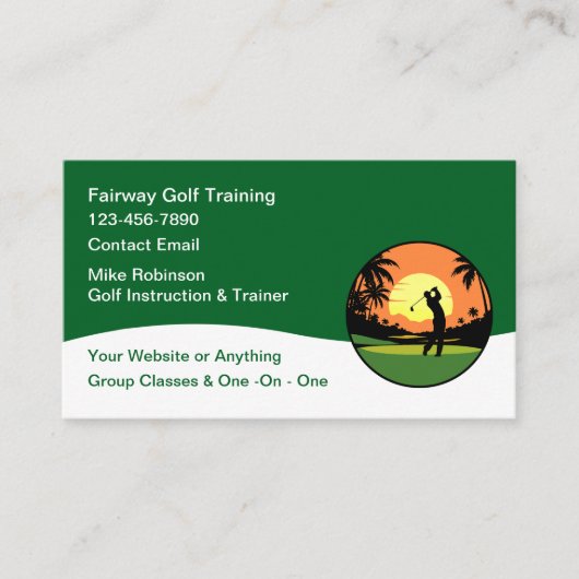 Golf Trainer And Classes Modern Business Cards 名刺 (正面)