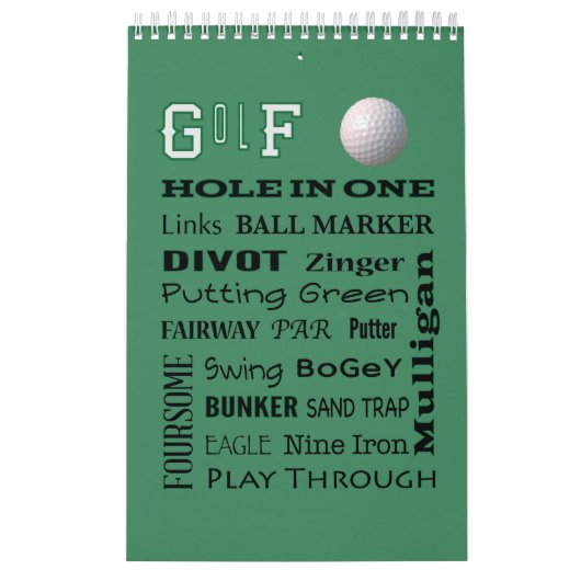 GOLF typography 2026 Hanging Wall カレンダー (カバー)