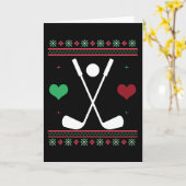 Golf Ugly Christmas Sweater Golfers Xmas カード (黄色い花)