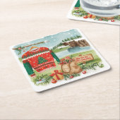 Golf Ugly Sweater Christmas for golfer スクエアペーパーコースター (アングル)