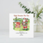 Golf Ugly Sweater Christmas Party Invitation Card セーブザデート (スタンド正面)