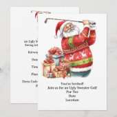 Golf Ugly Sweater Christmas Party Invitation Card 招待状 (正面/裏面)