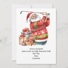 Golf Ugly Sweater Christmas Party Invitation Card 招待状