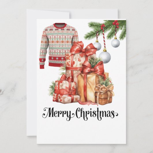 Golf Ugly Sweater themed for golfer Christmas  シーズンカード (正面)