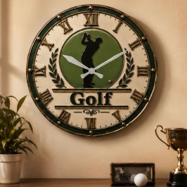 Golf Vintage Golfer Country Club ラージ壁時計