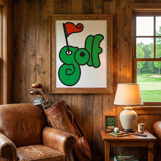 Golf Wangの鮮やかな緑と赤 ポスター
