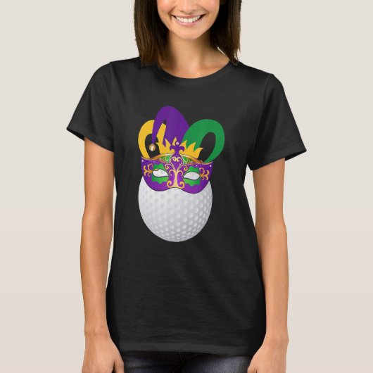 Golf Wearing Mardi Gras Carnival Mask Golf Lover Tシャツ (正面)