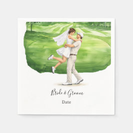 Golf wedding Birde and Groom on Putting Green スタンダードカクテルナプキン