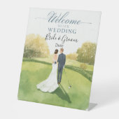 Golf wedding Birde and Groom on Putting Green 台座サイン (正面)