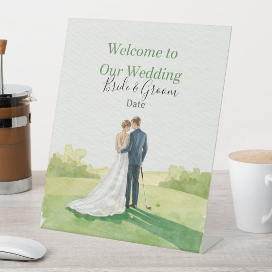 Golf wedding Birde and Groom on Putting Green 台座サイン (インサイチュ)