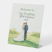 Golf wedding Birde and Groom on Putting Green 台座サイン (正面)