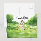 Golf wedding Birde and Groom Save the date ポストカード (正面/裏面)