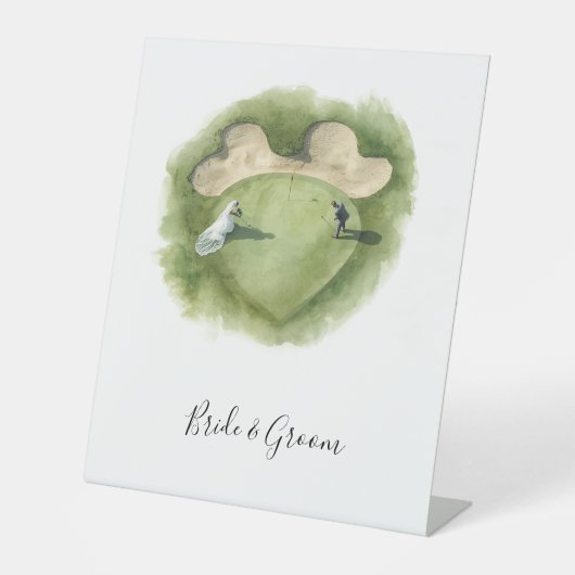 Golf Wedding Bride and Groom on putting green 台座サイン (正面)