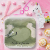 Golf wedding bride groom golf ball tee with love ペーパープレート (パーティー)