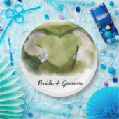 Golf wedding bride groom golf ball tee with love ペーパープレート (パーティー)