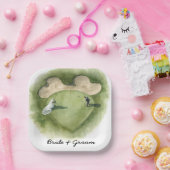 Golf wedding bride groom golf ball tee with love ペーパープレート (パーティー)