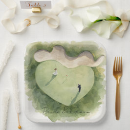 Golf wedding bride groom golf ball tee with love ペーパープレート