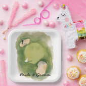 Golf wedding bride groom golf ball tee with love ペーパープレート (パーティー)