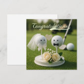 Golf Wedding Congratulations with bride and groom  (正面/裏面)