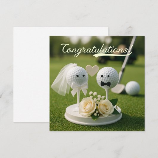Golf Wedding Congratulations with bride and groom  (正面/裏面)
