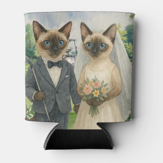 Golf Wedding for Cat Lovers on the course 缶クーラー (正面)
