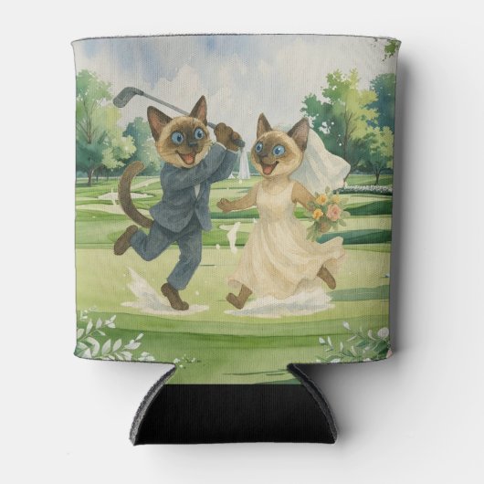 Golf Wedding for Cat Lovers on the course 缶クーラー (正面)