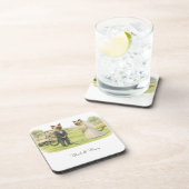 Golf Wedding for Cat Lovers watercolor style コースター (右側)