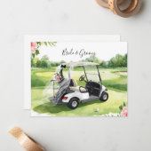 Golf wedding golf cart on green grass ノートカード (正面/裏面インサイチュ)