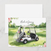Golf wedding golf cart on green grass ノートカード (正面/裏面)