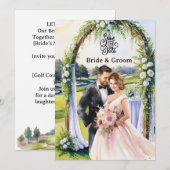 Golf Wedding Invitation card with bride and groom 招待状 (正面/裏面)