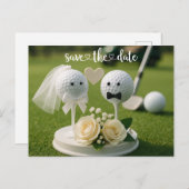 Golf Wedding Iwith two golf ball on green grass ポストカード (正面/裏面)