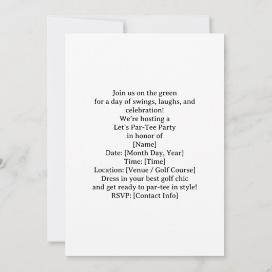 GOLF WEDDING Let’s Par-Tee Golf Party Invitation  招待状 (裏面)