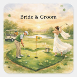 Golf Wedding Lucky in Love St. Patrick's Day theme スクエアシール