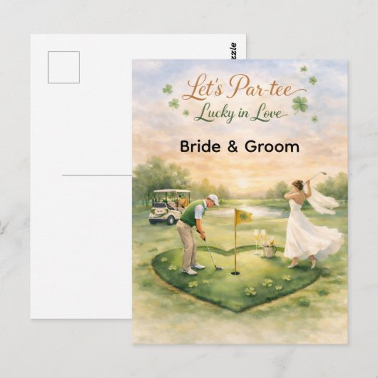 Golf Wedding Lucky in Love St. Patrick's Day theme ポストカード (正面/裏面)