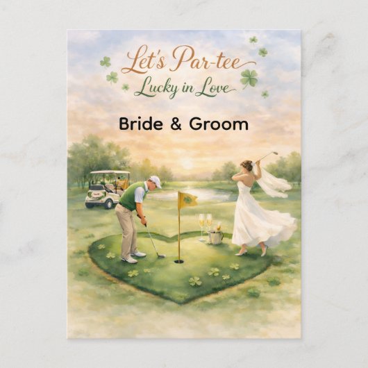 Golf Wedding Lucky in Love St. Patrick's Day theme ポストカード (正面)