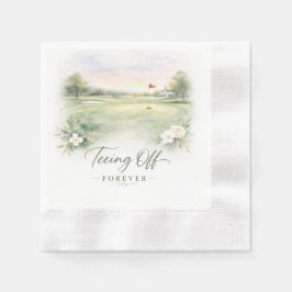 Golf Wedding Napkins | Teeing Off Forever Country 縁ありカクテルナプキン