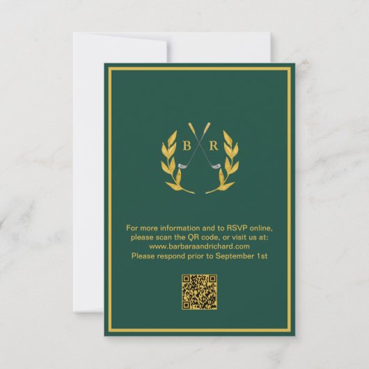 Golf Wedding RSVP Card QR Code Optional  (裏面)