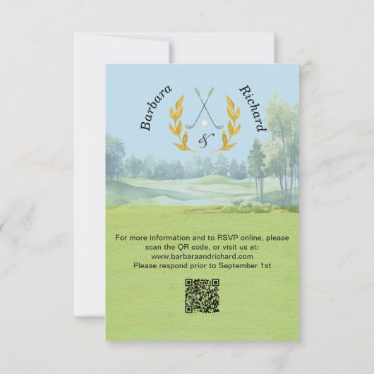 Golf Wedding RSVP Card QR Code Optional  (裏面)