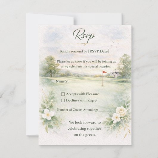 Golf Wedding RSVP Card | Teeing Off Forever (正面)
