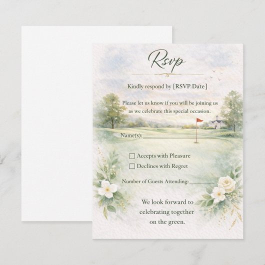 Golf Wedding RSVP Card | Teeing Off Forever  (正面/裏面)